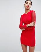 Ax Paris Lace Bodycon Dress - Red