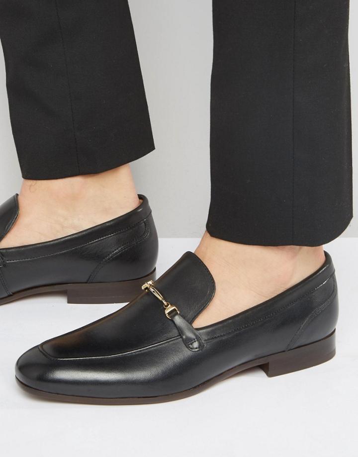 Hudson London Navarre Leather Loafer Shoes - Black