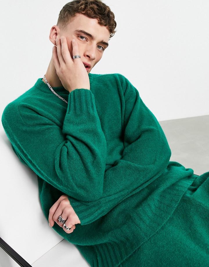 Topman Oversized Knit Sweater In Green