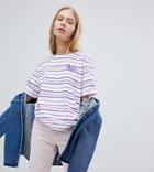 Puma Exclusive Oversized Organic Cotton 2 Tones Stripe T-shirt - Purple