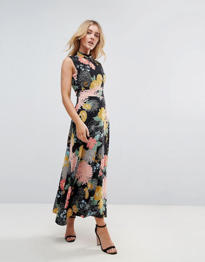 Uttam Boutique Flower Print Neck Dress - Multi