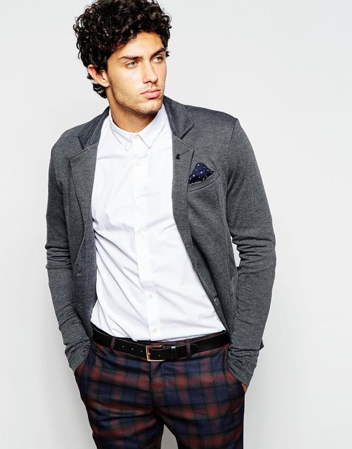 Selected Homme Jersey Blazer In Slim Fit - Gray