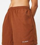 Collusion Unisex Swim Shorts In Brown