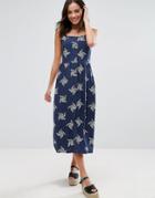 Warehouse Floral Swirl Print Midi Dress - Blue