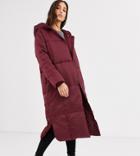 Asos Design Tall Longline Puffer Coat In Oxblood
