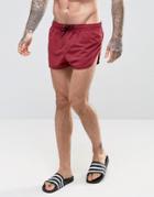 Asos Swim Shorts With Extreme Side Splits In Dark Red Super Short Length - Red