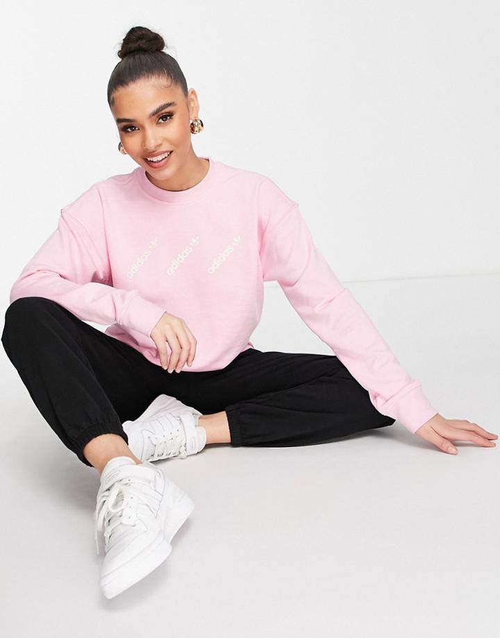 Addias Originals 'logomania' Triple Logo Sweat In Pink