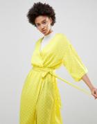 Moss Copenhagen Kimono Sleeve Maxi Dress In Polka Dot - Green