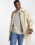 Topman Textured Trench In Stone-neutral