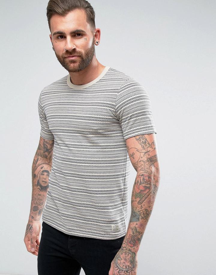 Jack & Jones Vintage T-shirt With Jacquard Stripe - Gray