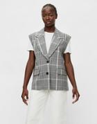 Object Recycled Blend Tailored Vest In Gray Plaid - Part Of A Set-grey