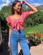 & Other Stories Eco Viscose Floral Print Cropped Tie Front Top In Red