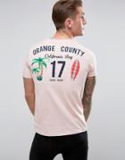 Brave Soul Back Printed Surf T-shirt - Pink