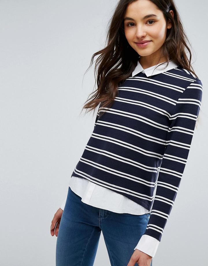 Only Shirt Detail Sweater - Navy