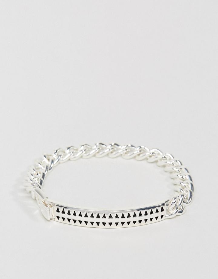 Icon Brand Premium Hound Tooth Id Bracelet In Silver - Silver