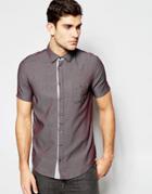 Boss Orange Shirt With Textured Pattern Slim Fit Short Sleeves - Red