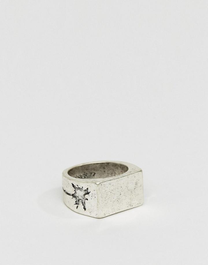 Classics 77 Engraved Signet Ring In Burnished Silver - Silver
