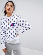 Champion Crew Neck Sweatshirt With All Over Star Print - White
