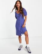 Whistles Tara Scoop Neck Linen Mini Dress In Blue-blues