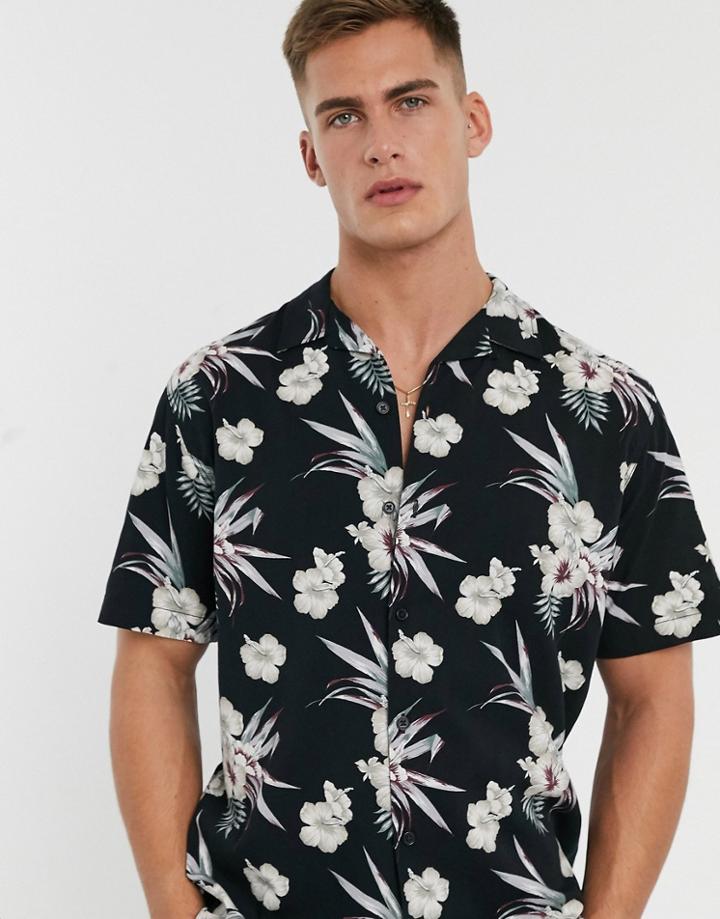 Jack & Jones Originals Printed Shirt In Black