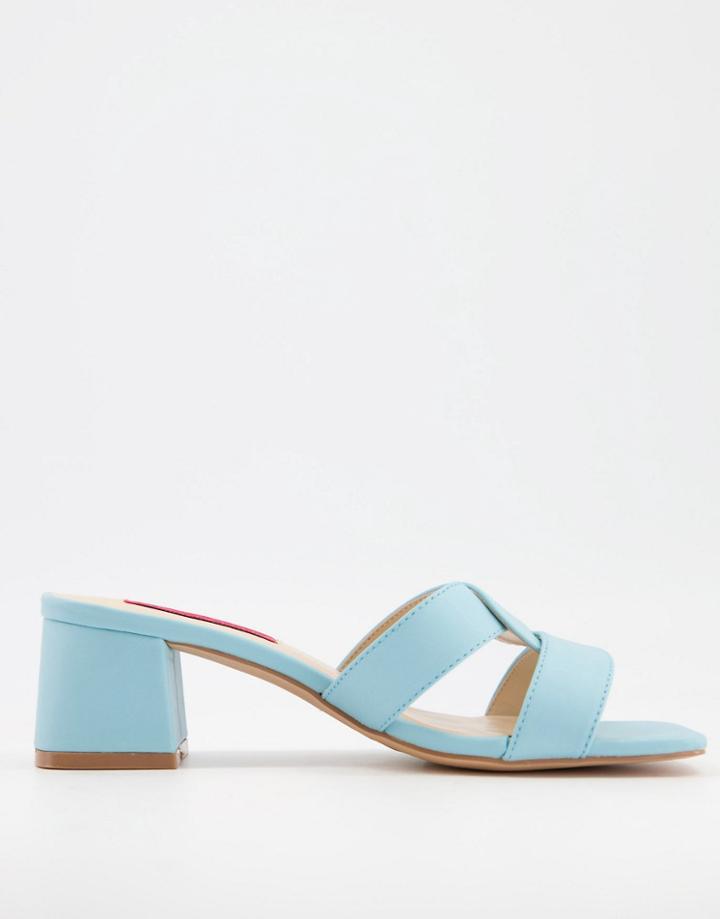 London Rebel Casual Heeled Mules In Blue-blues