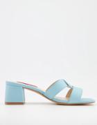 London Rebel Casual Heeled Mules In Blue-blues