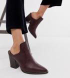 River Island Western Mules In Burgundy - Red