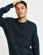 New Look Cable Knit Jumper In Navy