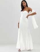 City Goddess Bridal Bandeau Fishtail Maxi Dress - White