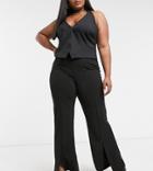 Saint Genies Plus Split Front Wide Leg Pants In Black