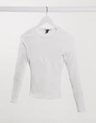 New Look Seam Ribbed Top In White