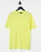 Asos Design Oversized Boxy T-shirt In Neon Yellow Wash
