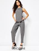 Reclaimed Vintage Drop Arm Hole Casual Jumpsuit In Knitted Fabric - Gray