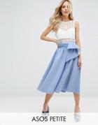 Asos Petite Scuba Prom Skirt With Tie Waist - Blue