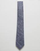 Asos Design Slim Tie In Textured Blue - Blue
