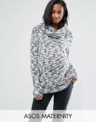 Mamalicous Long Sleeve Roll Neck Knitted Sweater - Gray