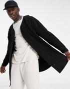 Asos Design Oversize Long Sleeve Baseball Shirt In Black