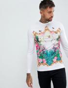 Asos Design Muscle Sweatshirt With Elephant Floral Print - White