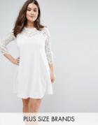 Praslin Skater Dress With Lace Sleeves - Cream