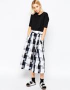 Asos White Oversized Culottes In Gingham - Multi