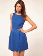 Asos Tulip Dress In Butterfly Textured Fabric - Red