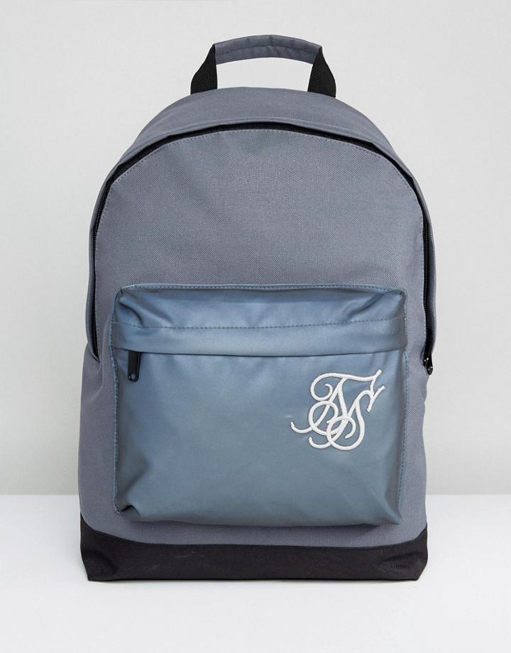 Siksilk Backpack In Gray With Reflective Panel - Gray