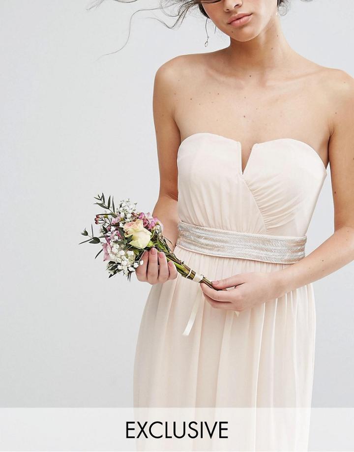 Tfnc Wedding Embellished Tonal Delicate Sash Belt - Pink