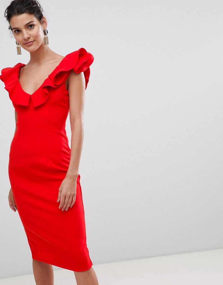 Coast Kora Ruffle Shift Dress - Red