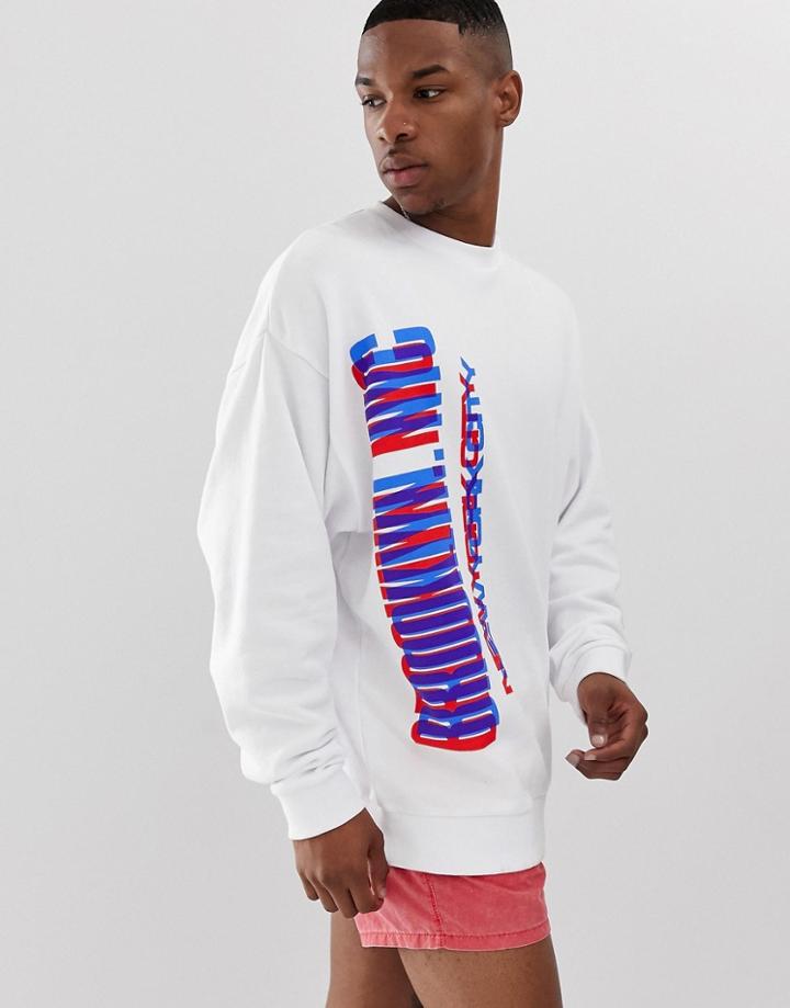 Asos Design Oversized Sweatshirt With City Print In White - White