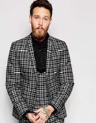 Noose & Monkey Monochrome Check Suit Jacket In Skinny Fit - Black