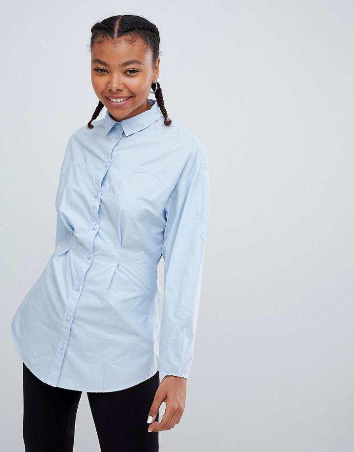 Monki Gathered Shirt - Blue