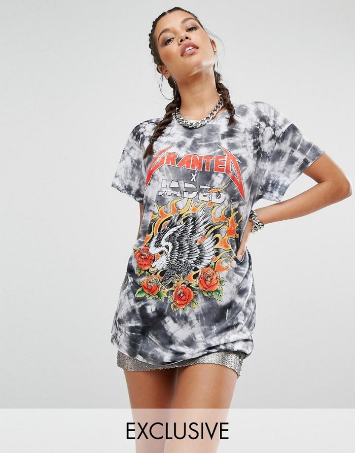 Jaded X Granted Rock T-shirt In Tie Tye - Black