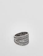 Classics 77 Patterned Chunky Ring In Silver - Silver