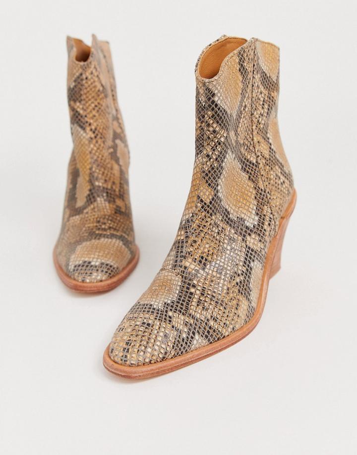 Free People Barclay Snake Print Western Boot